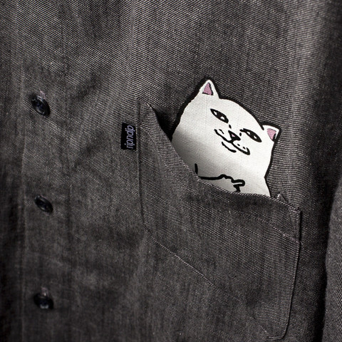 Lord Nermal - Hidden Cat Flicking You off In T-shirt Pocket - Grey