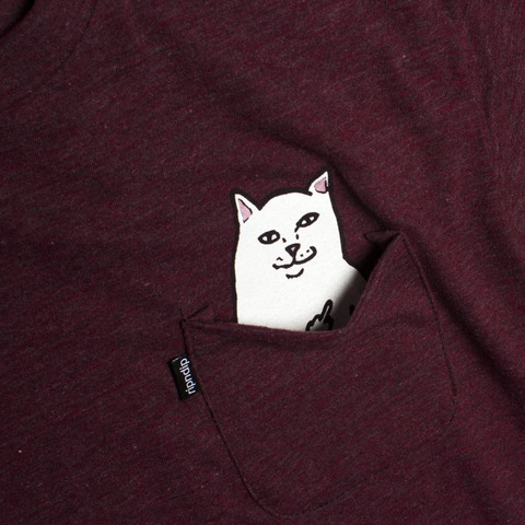 Lord Nermal - Hidden Cat Flicking You off In T-shirt Pocket - Red