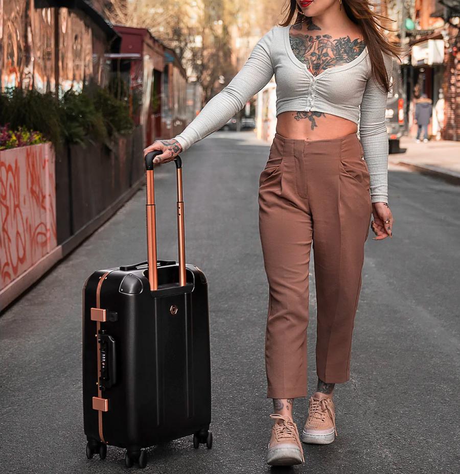 Luggage with a built-in closet - suitcase pull up shelf closet