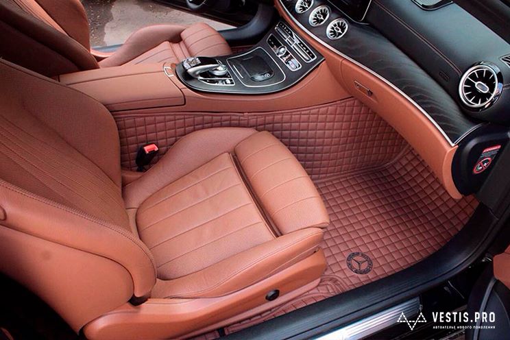 Diamond-Stitched Luxury Leather Custom Car Mats - premium stitching custom car floor mats