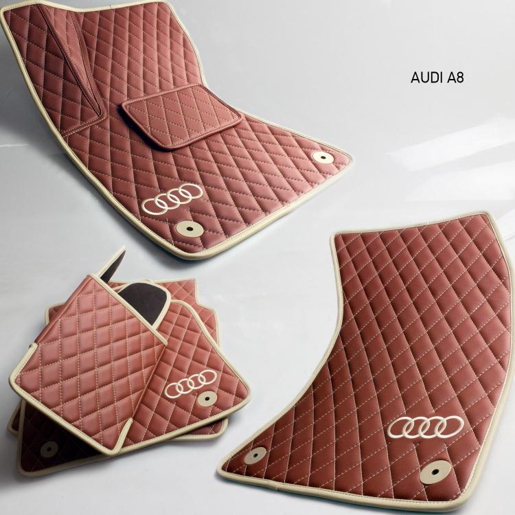 Diamond-Stitched Luxury Leather Custom Car Mats - premium stitching custom car floor mats