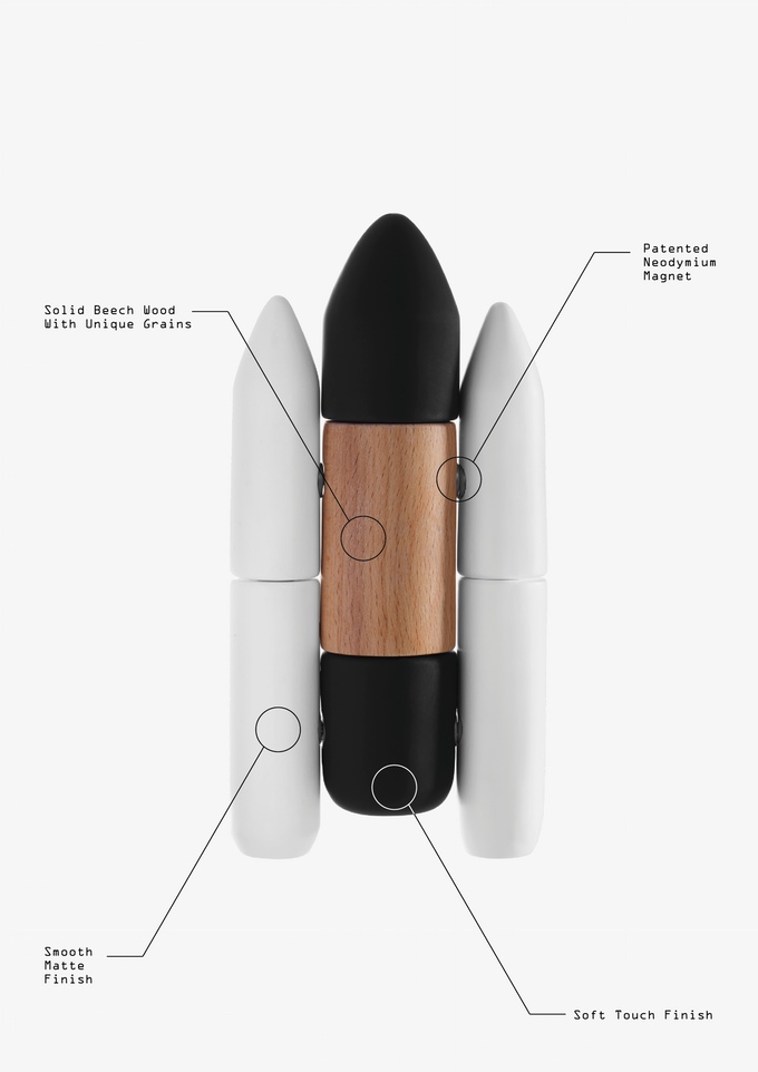 Cosmos Toys - Magnetic Wooden Spaceship Building Blocks