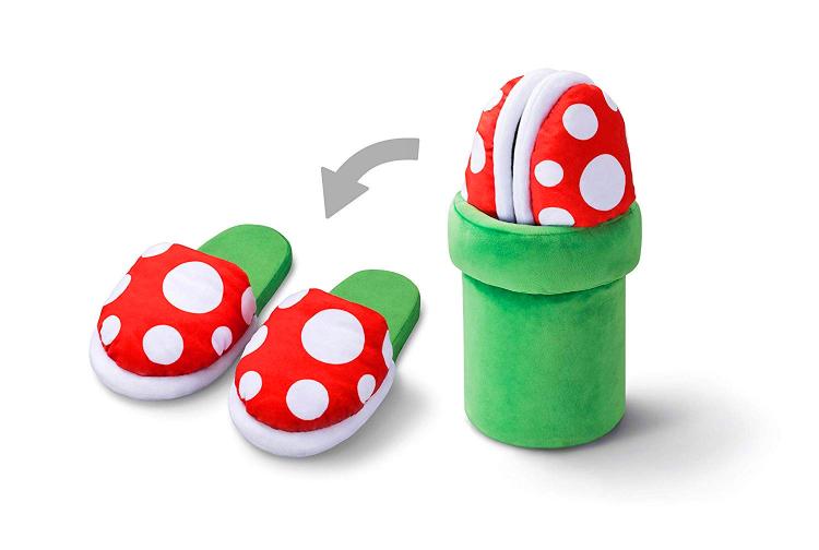 Mario Piranha Plant Slippers With Plush Warp Pipe