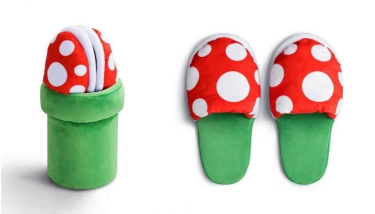 Mario Piranha Plant Slippers With Plush Warp Pipe