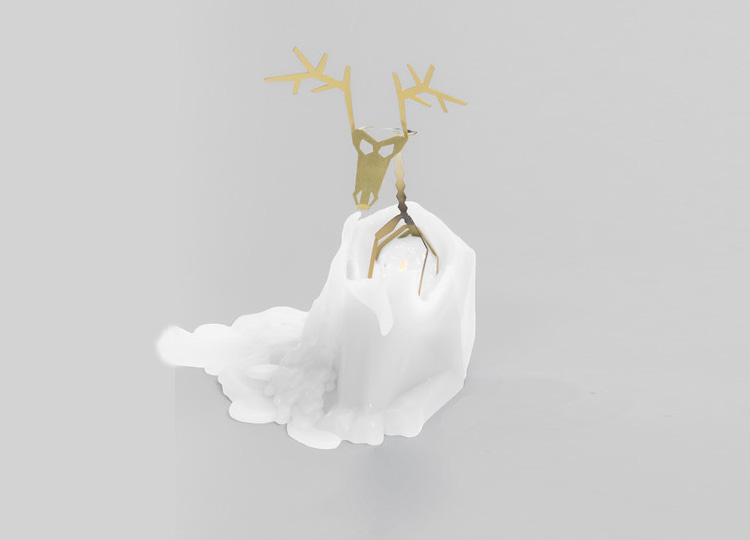 Melting Reindeer Skeleton Candle