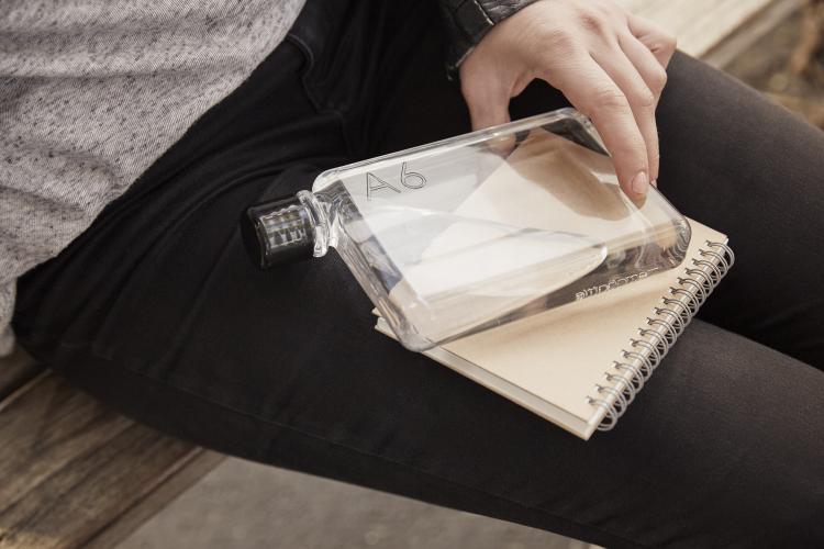 Memo Bottle - Flat Water Bottle - Slim water bottle fits easily into a messenger bag, purse, or pocket
