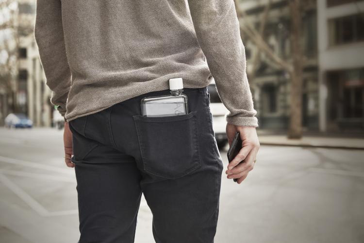 Memo Bottle - Flat Water Bottle - Slim water bottle fits easily into a messenger bag, purse, or pocket