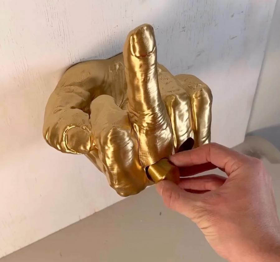 golden middle finger toilet paper