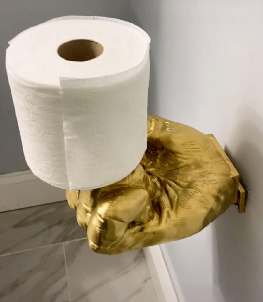 golden middle finger toilet paper