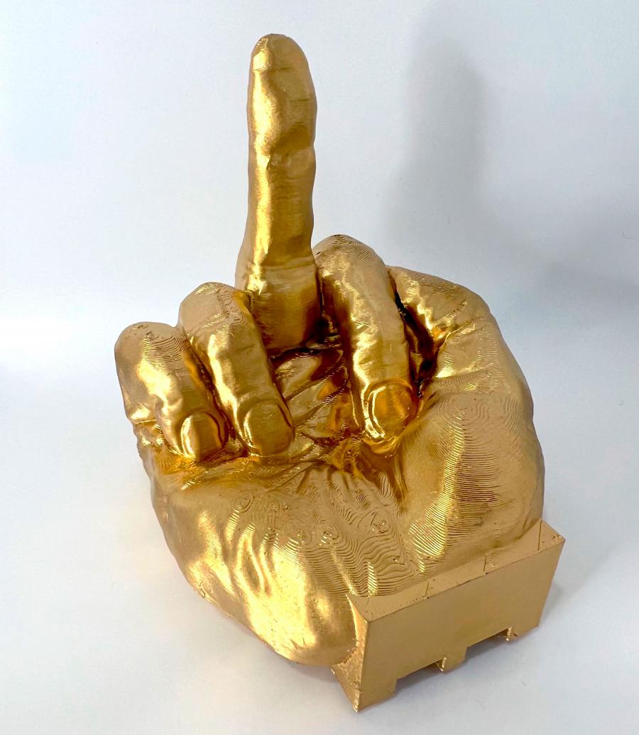 golden middle finger toilet paper