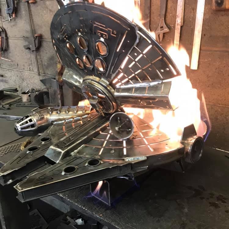 Millennium Falcon Fire Pit - Star Wars Metal Wood Burner Stove