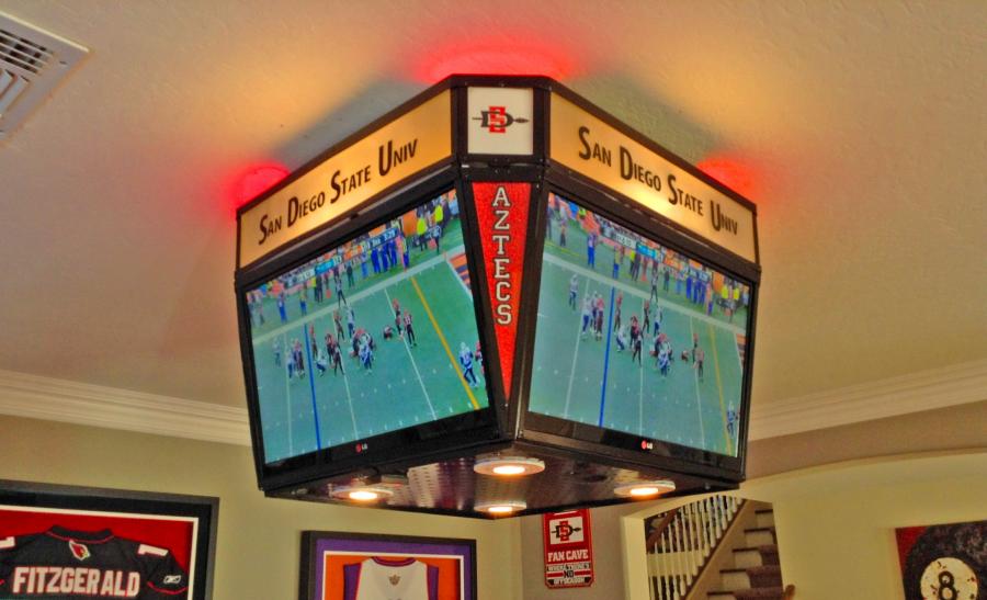 Mini Jumbotron - 4 Sided sports television setup for man cave