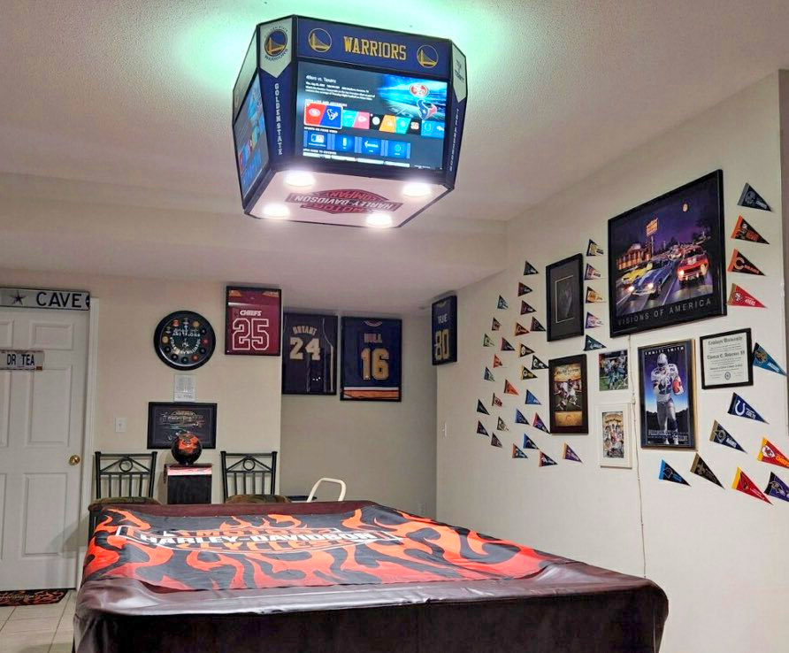 Mini Jumbotron - 4 Sided sports television setup for man cave