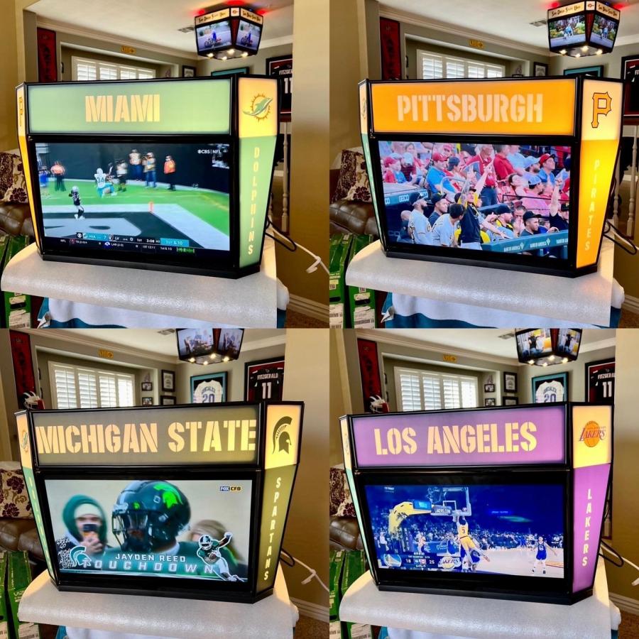Mini Jumbotron - 4 Sided sports television setup for man cave
