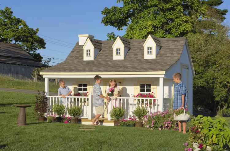 Mini Mansion Outdoor Playhouse For Kids - Little Cottage Company Giant Doll Playhouse