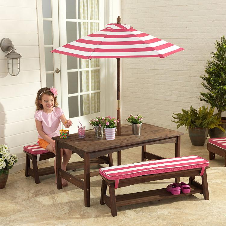 Mini Kids Outdoor patio furniture - Tiny kids pool furniture - Kids umbrella picnic table
