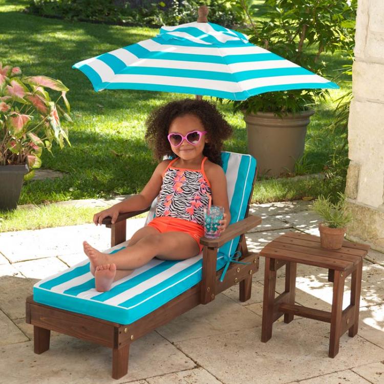 Mini Kids Outdoor patio furniture - Tiny kids pool furniture - Kids canopy chaise lounge