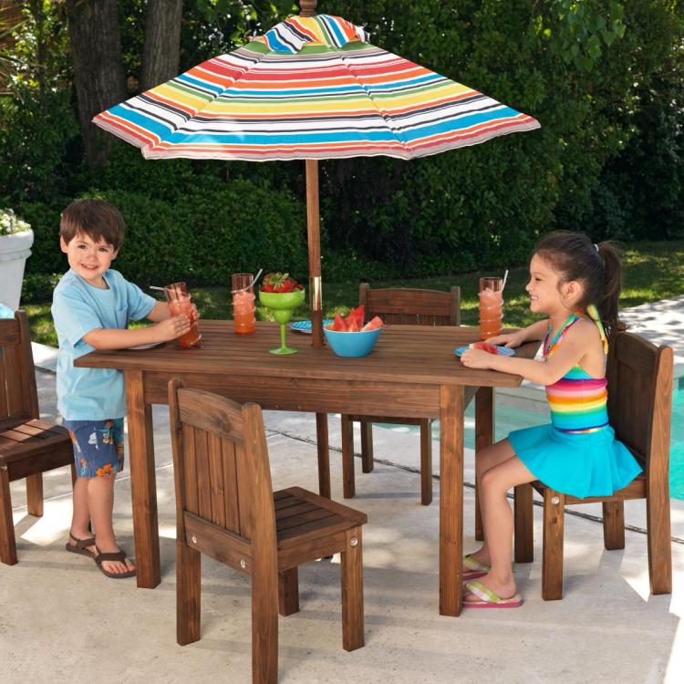 Mini Kids Outdoor patio furniture - Tiny kids pool furniture - Kids umbrella picnic table