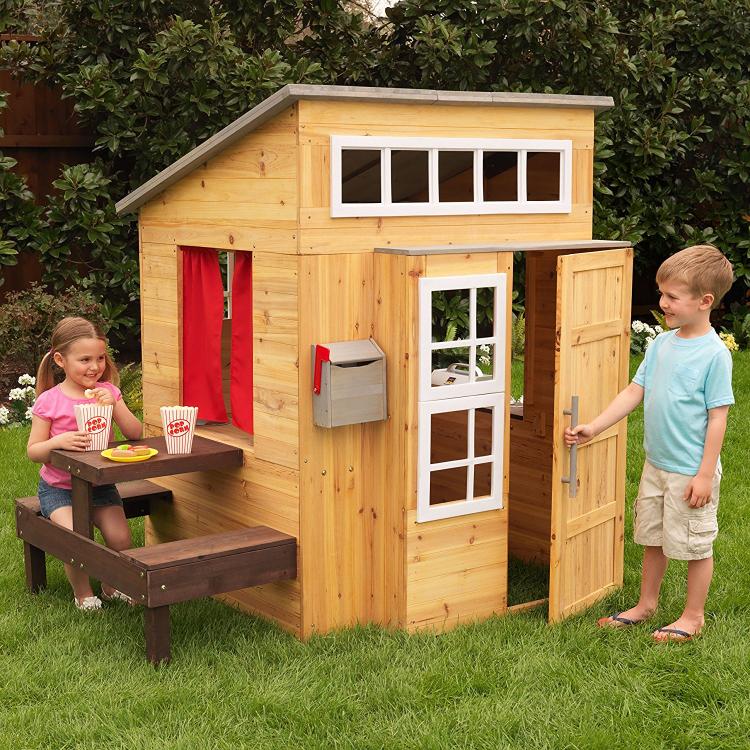 Mini Kids Outdoor patio furniture - Tiny kids pool furniture - Kids modern outdoor play house with picnic table