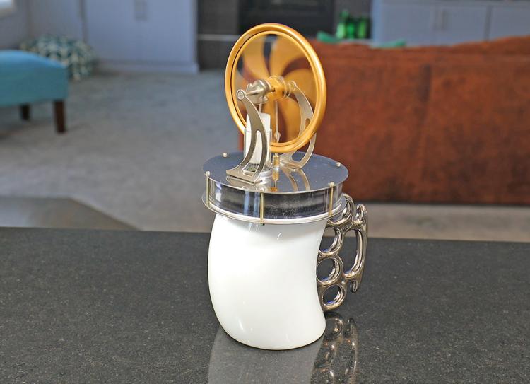 Mini Sterling Engine - Heat powered engine runs off heat from your coffee cup