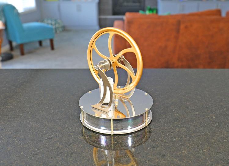 Mini Sterling Engine - Heat powered engine runs off heat from your coffee cup