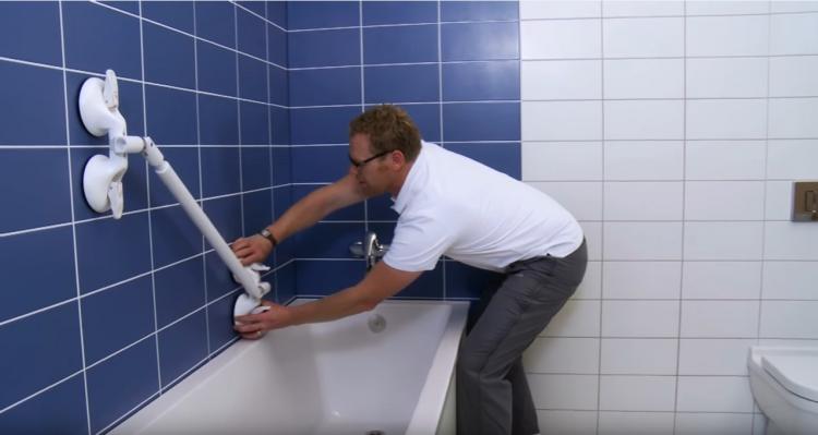 Mobeli Versatile Dual Suction Cup Hand Rails For Seniors and Disabled - Suction grips for bathroom with access to shower, bathtub, and toilet