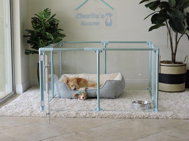 Modern Design Glass Dog Pens - Clearly Loved Pets Acrylic transparent dog kennel
