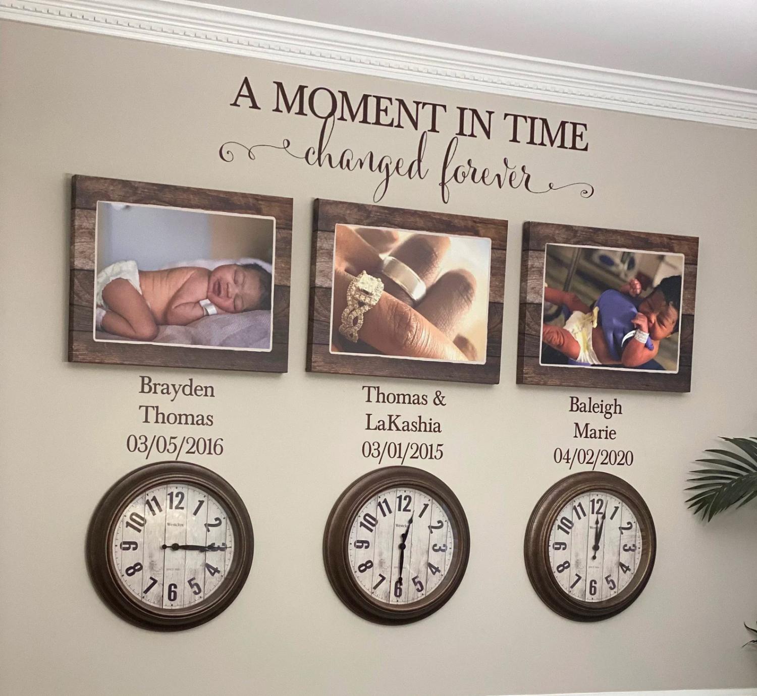 Moment in Time Wall Decals Child Birth Facts With Static Wall Clocks