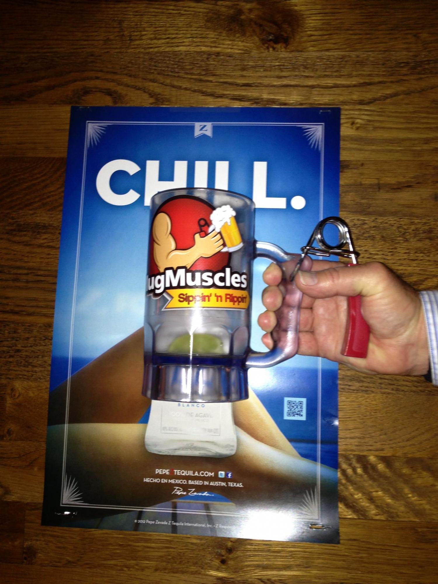 Mug Muscle Workout Mug With Hand Exercise Tool On It