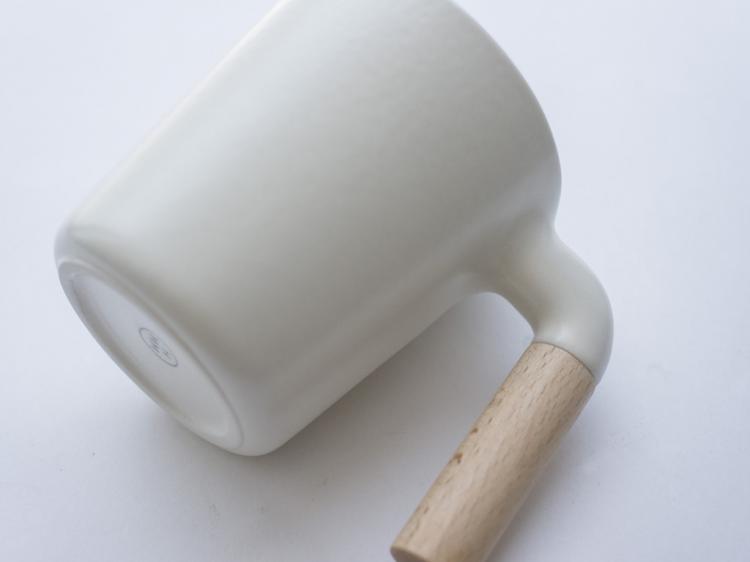 Unique Designer Coffee Mug - Mugr - ceramic and wood coffee mug