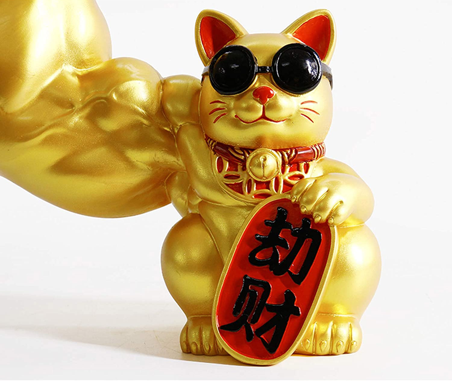Super Muscular Waving Cat Statue (Maneki-Neko)