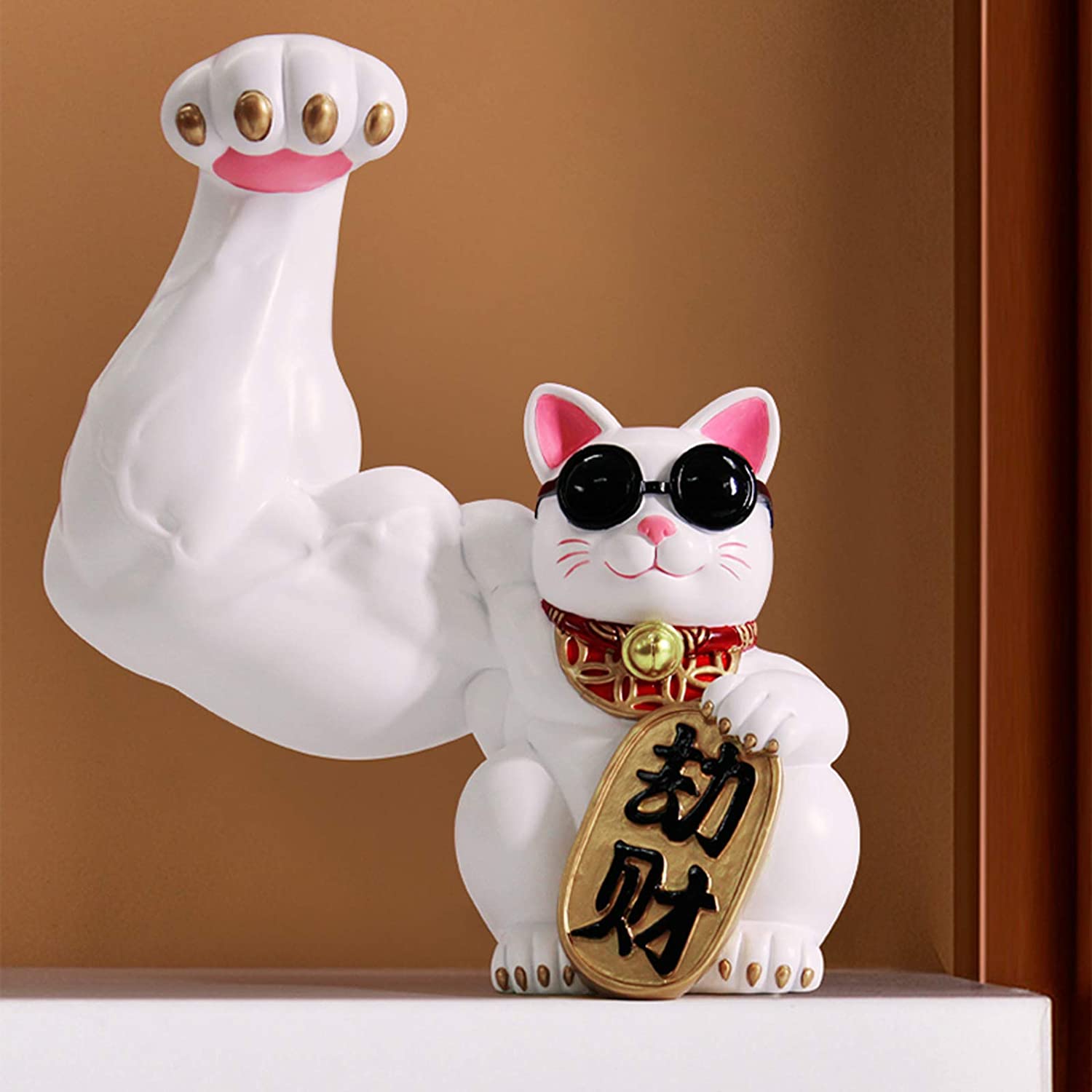 Super Muscular Waving Cat Statue (Maneki-Neko)