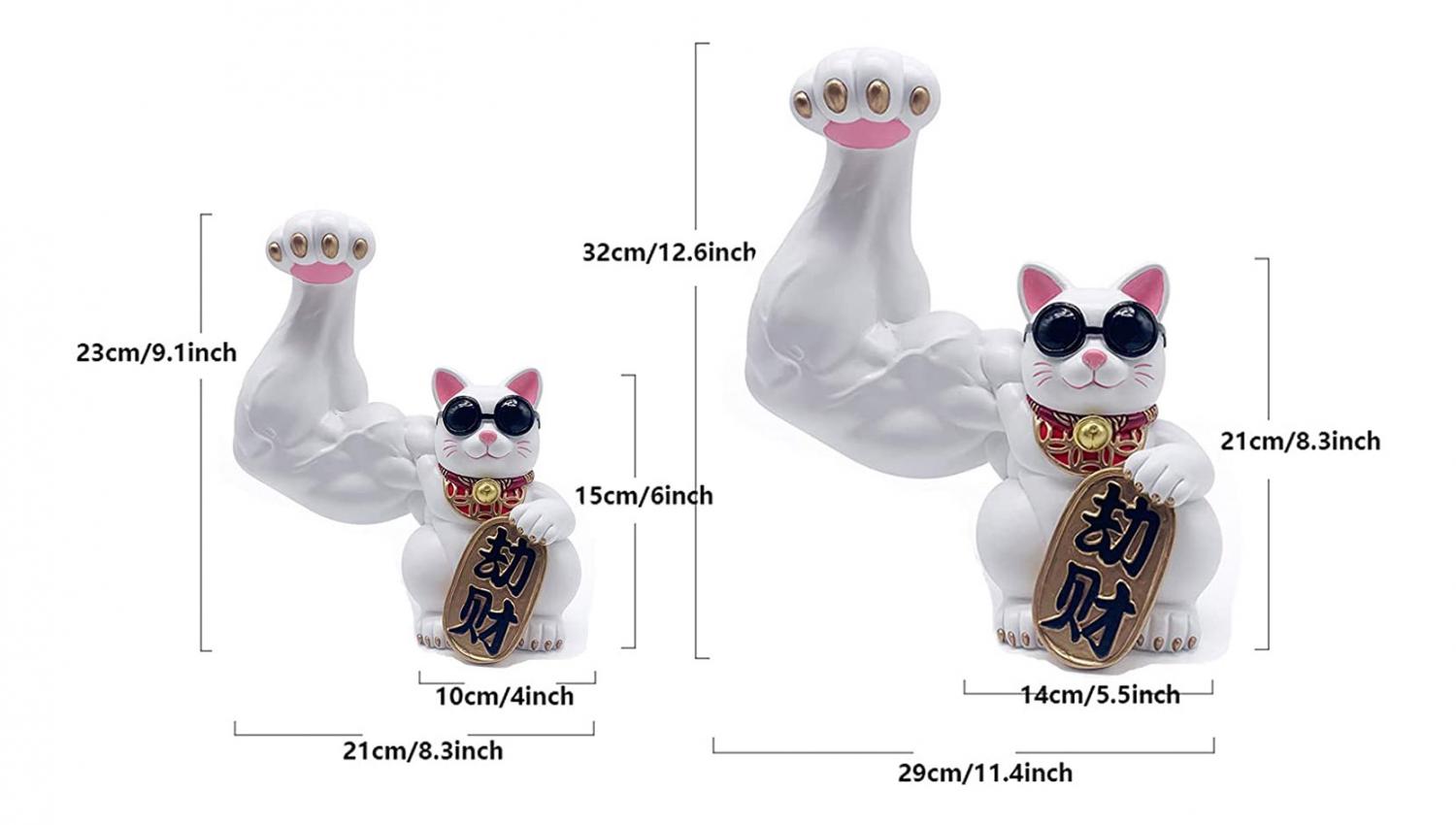 Super Muscular Waving Cat Statue (Maneki-Neko)