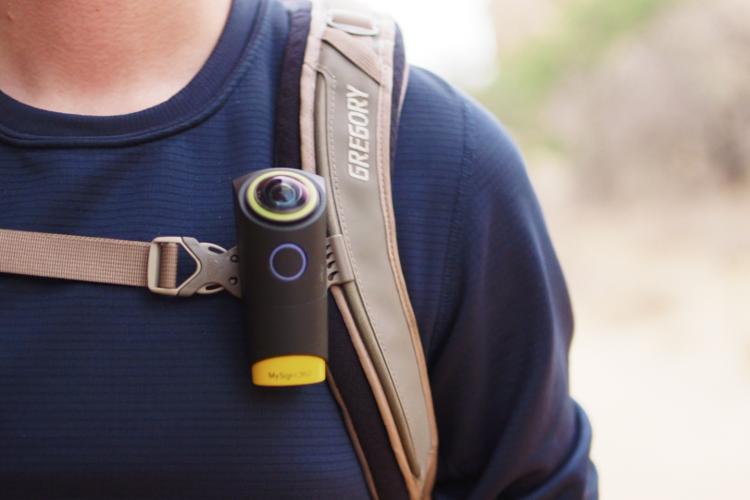 MySight360 - 4k 360 degrree action camera - 360 action camera attaches to body or backpack