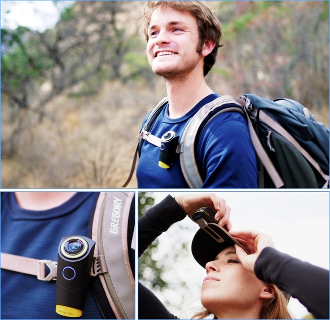 MySight360 - 4k 360 degrree action camera - 360 action camera attaches to body or backpack