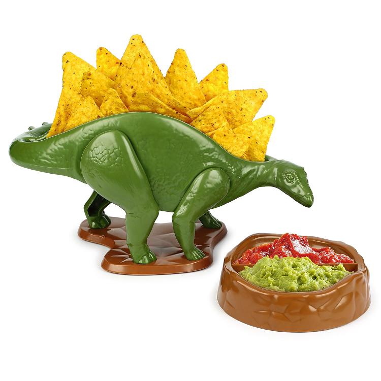 NACHOsaurus Dinosaur Chip Holder - Stegosaurus Snack bowl and dip bowl set