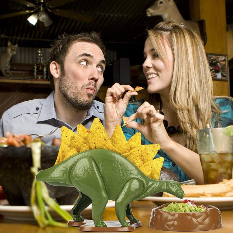 NACHOsaurus Dinosaur Chip Holder - Stegosaurus Snack bowl and dip bowl set