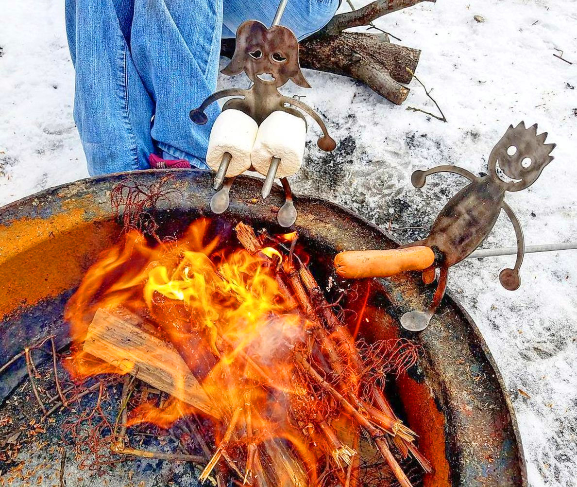 Naughty Hot Dog Roasters - Funny naked man and women hot dog and marshmallow campfire cookers