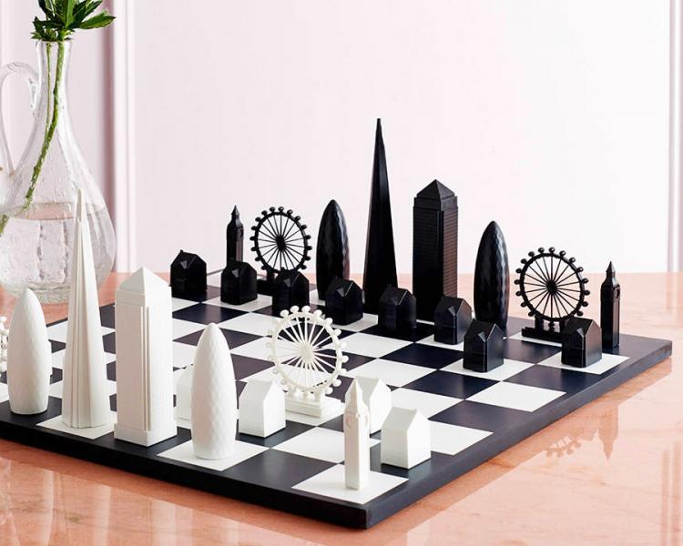 London Skyline Chess Set - Architecture skyscraper buildings chess board
