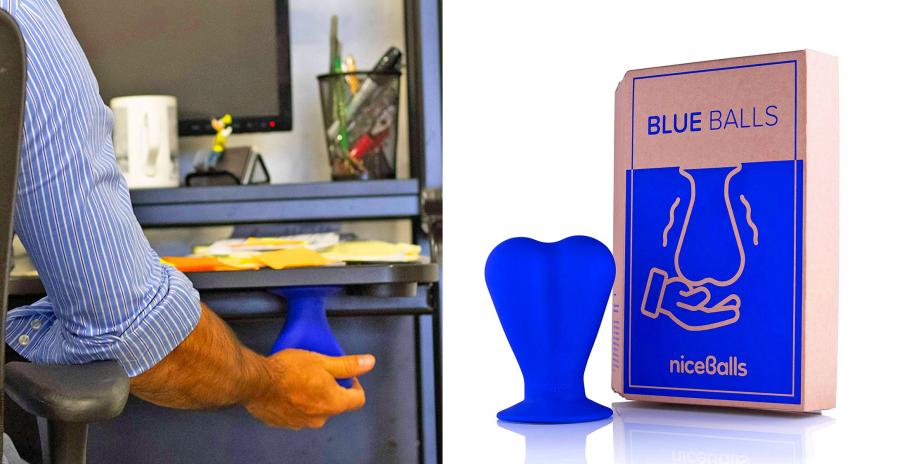 Scrotum Shaped Stress Ball - funny under desk stress balls