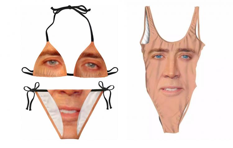 Nicolas Cage Face Bikini - Creepy bikini swimsuit
