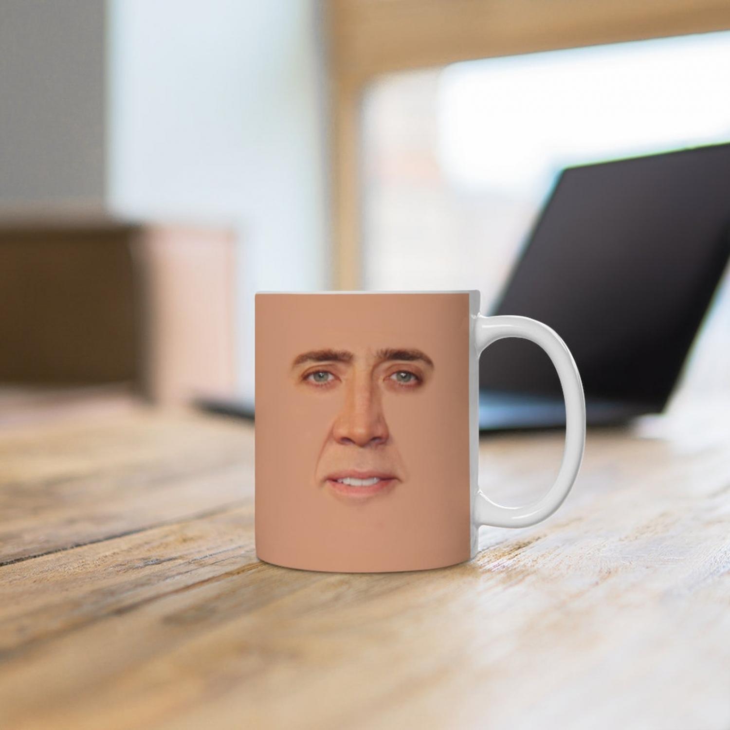 Nicolas Cage Face Mug