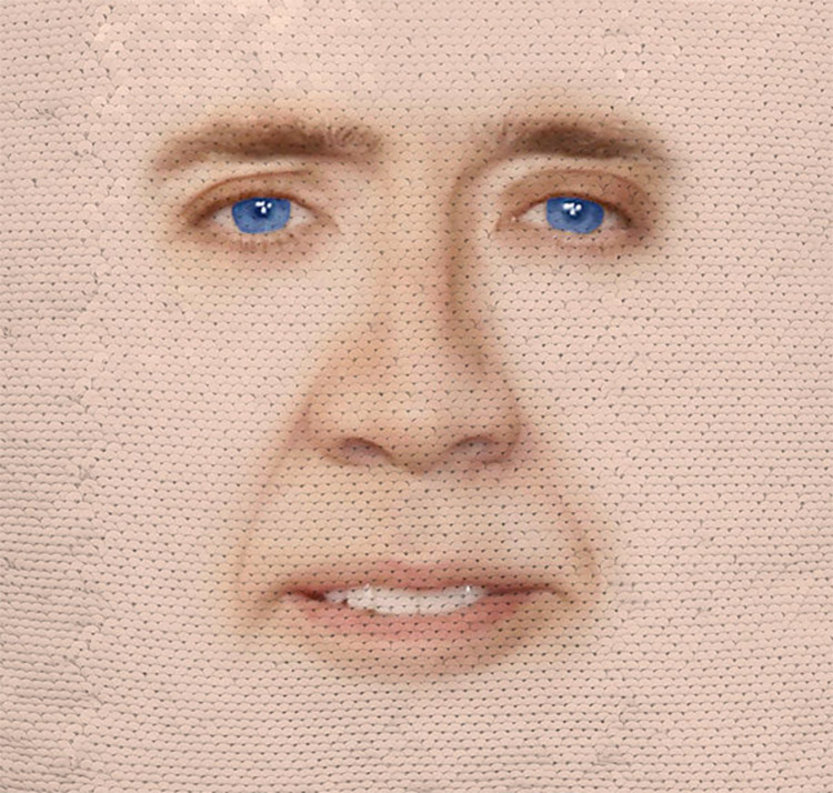Nicolas Cage Face Sequin Pillow - Rub Sequin pillow to reveal Nicolas Cage's Face
