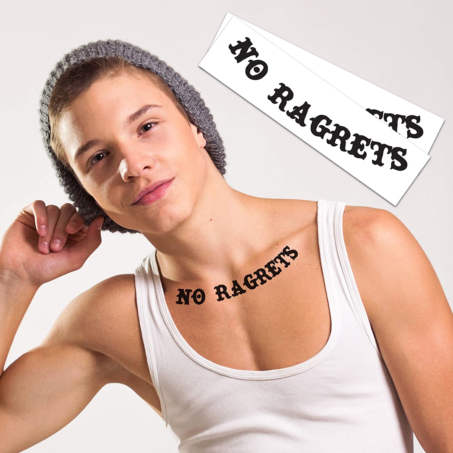 No Ragrets Temporary Tattoo - No Regerts Tattoo