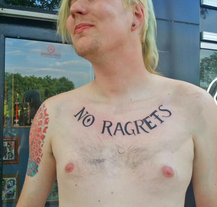 No Ragrets Temporary Tattoo - No Regerts Tattoo