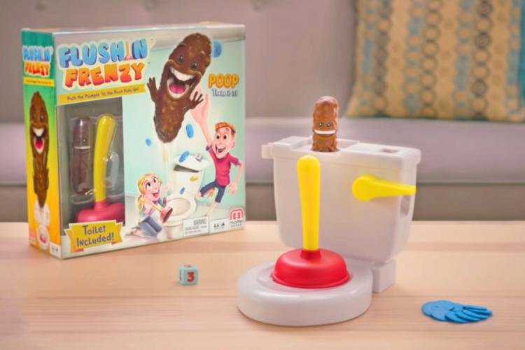 Flushin Frenzy Toilet Kids Game With Flying Poop after plunging toilet