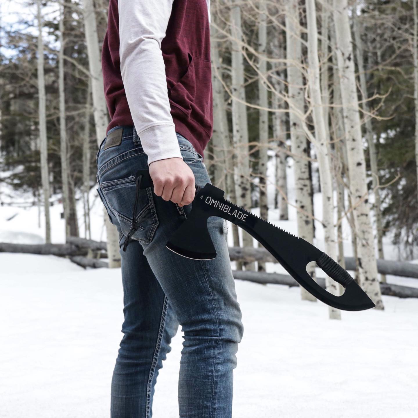 Omniblade 3-in-1 Survival Machete Includes a Knife, Tactical Tomahawk, and a Survival Saw - Giant machete multi-tool