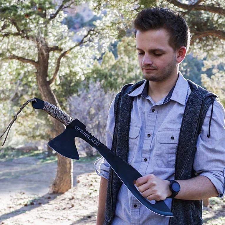 Omniblade 3-in-1 Survival Machete Includes a Knife, Tactical Tomahawk, and a Survival Saw - Giant machete multi-tool