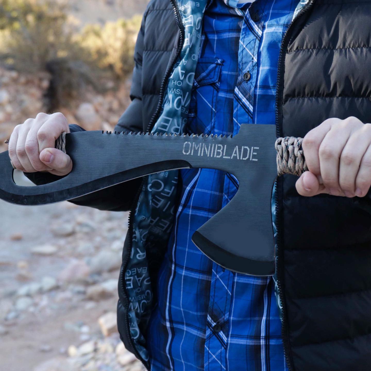 Omniblade 3-in-1 Survival Machete Includes a Knife, Tactical Tomahawk, and a Survival Saw - Giant machete multi-tool