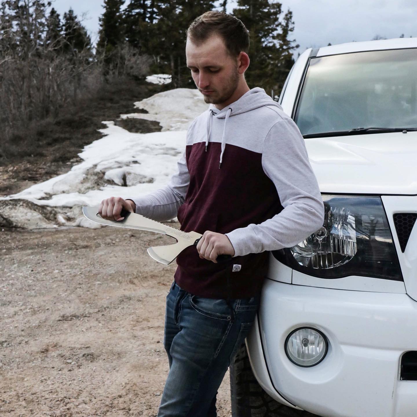 Omniblade 3-in-1 Survival Machete Includes a Knife, Tactical Tomahawk, and a Survival Saw - Giant machete multi-tool